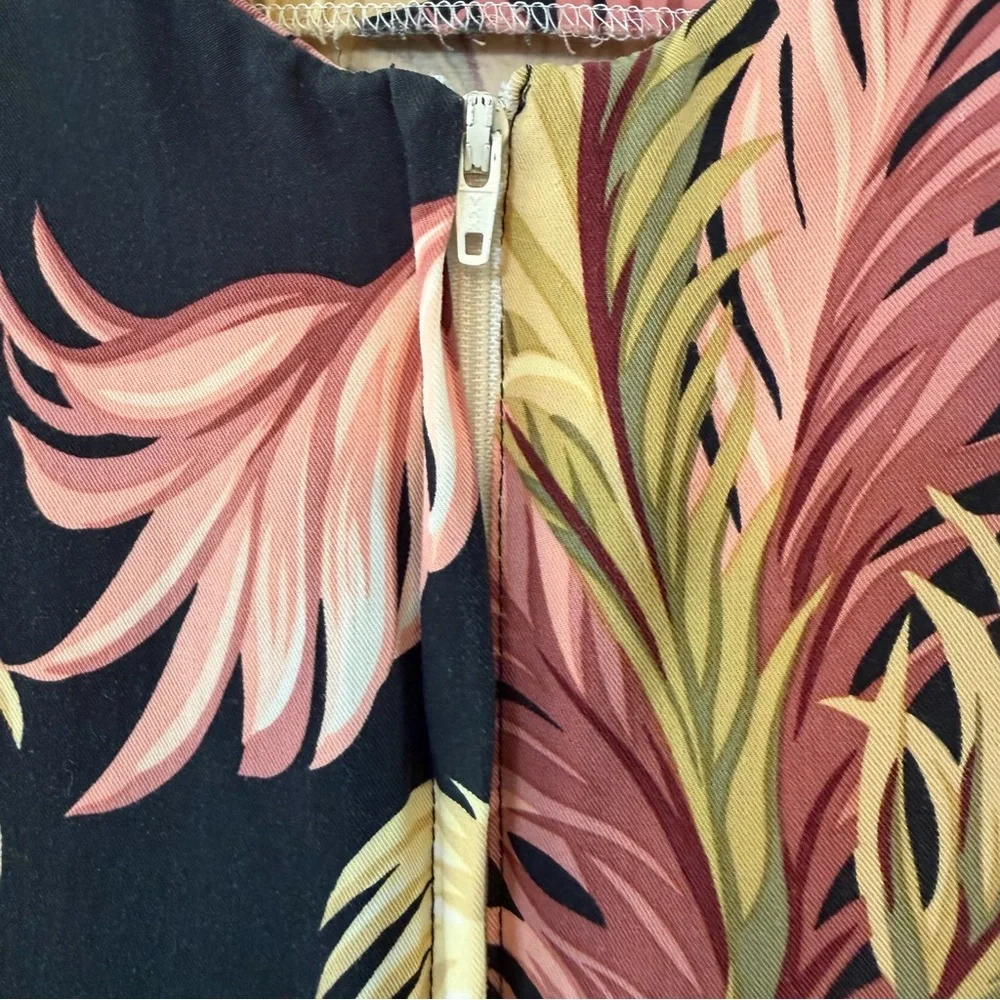 Reyn Spooner Vintage 90’s Hawaiian Black Dress Palm Leaf Casual Resort